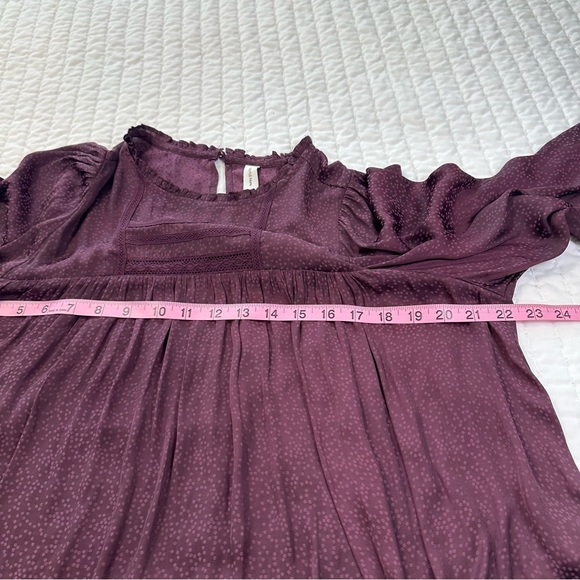 Gentle Fawn Burgundy Polka Dot With flare Long Sleeve Blouse - Picture 5 of 13